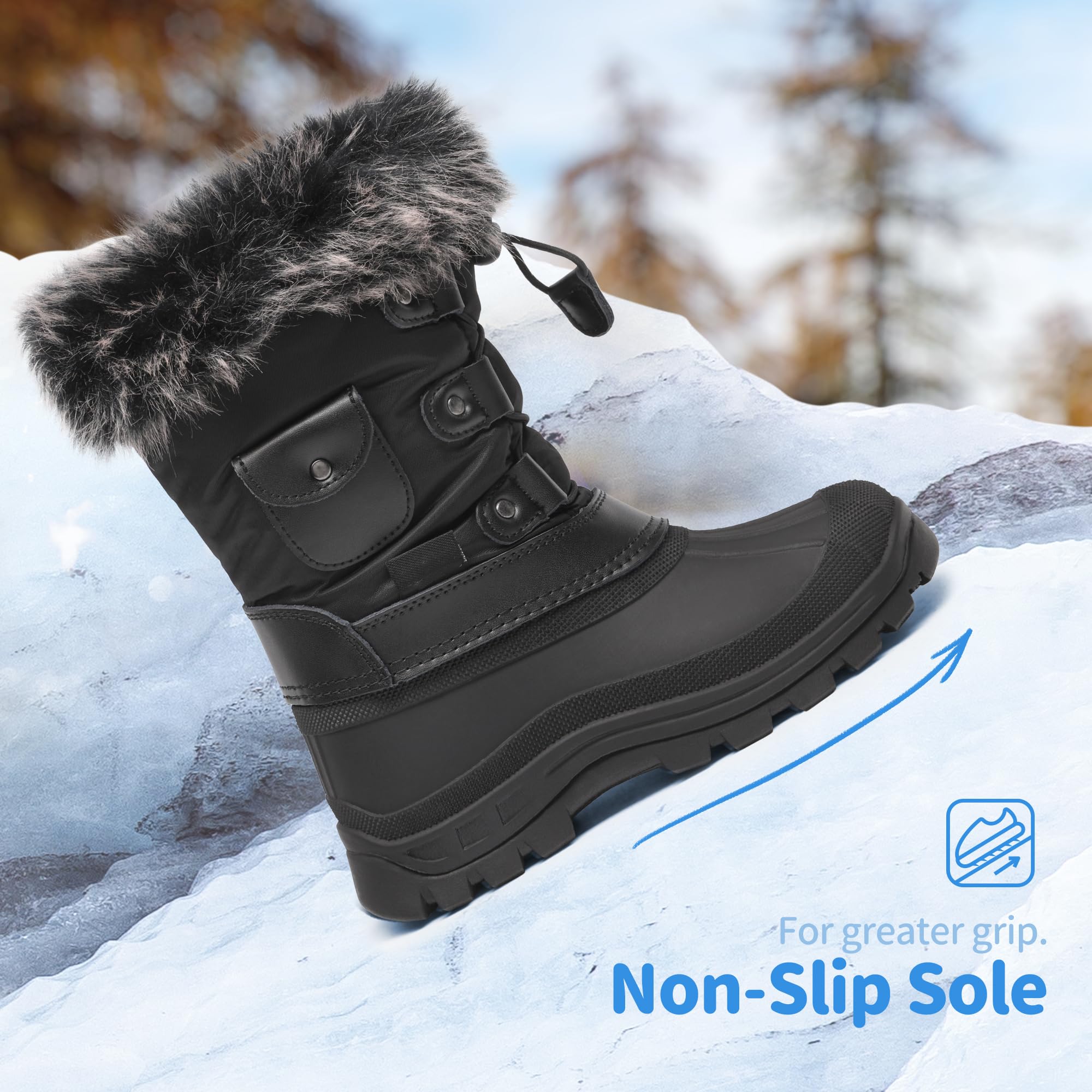 Size: 37.5 - DREAM PAIRS Boys Girls Snow Boots Waterproof Outdoor Warm Cozy Anti-Slip Mid Calf Faux Fur Lining Insulated Winter Shoes for Little/Big Kids,Size 5 Big Kid,Black,KSNOW