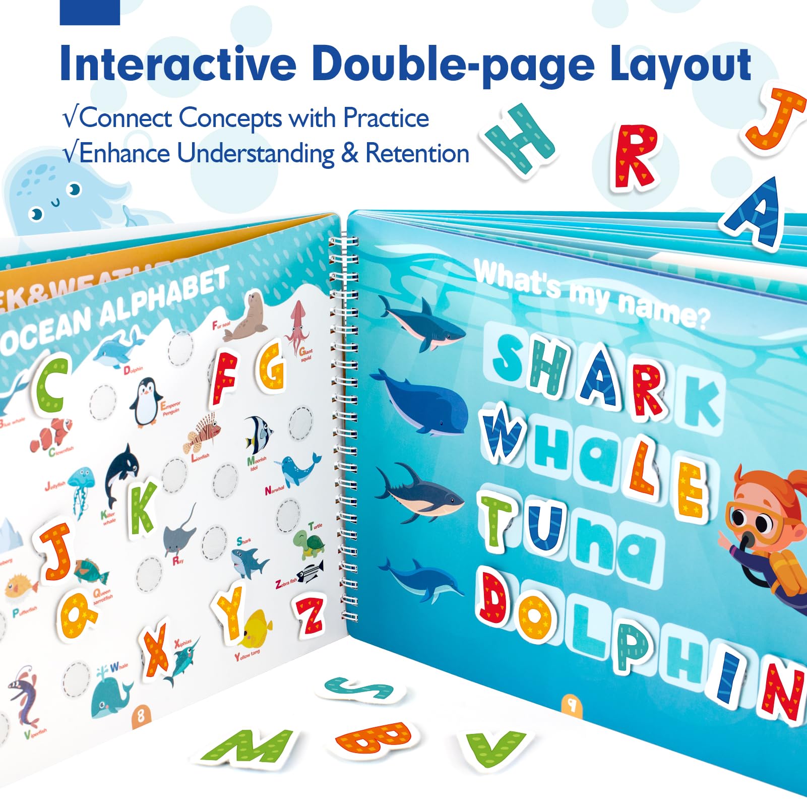 hahaland Busy Book for Toddlers 3-5 - Preschool Learning Activities Toys for Toddlers Ages 2-4 Years - Montessori Toys for 2 3 Year Old - 27 Pages 15 Educational Concepts