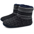 SIZE: 40 - GPOS Knit Rock Wool Warm Men Indoor Pull on Cozy Memory Foam Slipper Boots Soft Rubber Sole Black/White