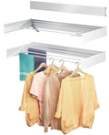 Laundry Drying Rack Collapsible, Wall Mounted, Clothes Drying Rack, 31.4" Wide, 13.2 Linear Ft, 5 Aluminum Rods, 60 lb Capacity, with Wall Template, Screwdriver Bit, Drill Bit (White 31.4" Medium)