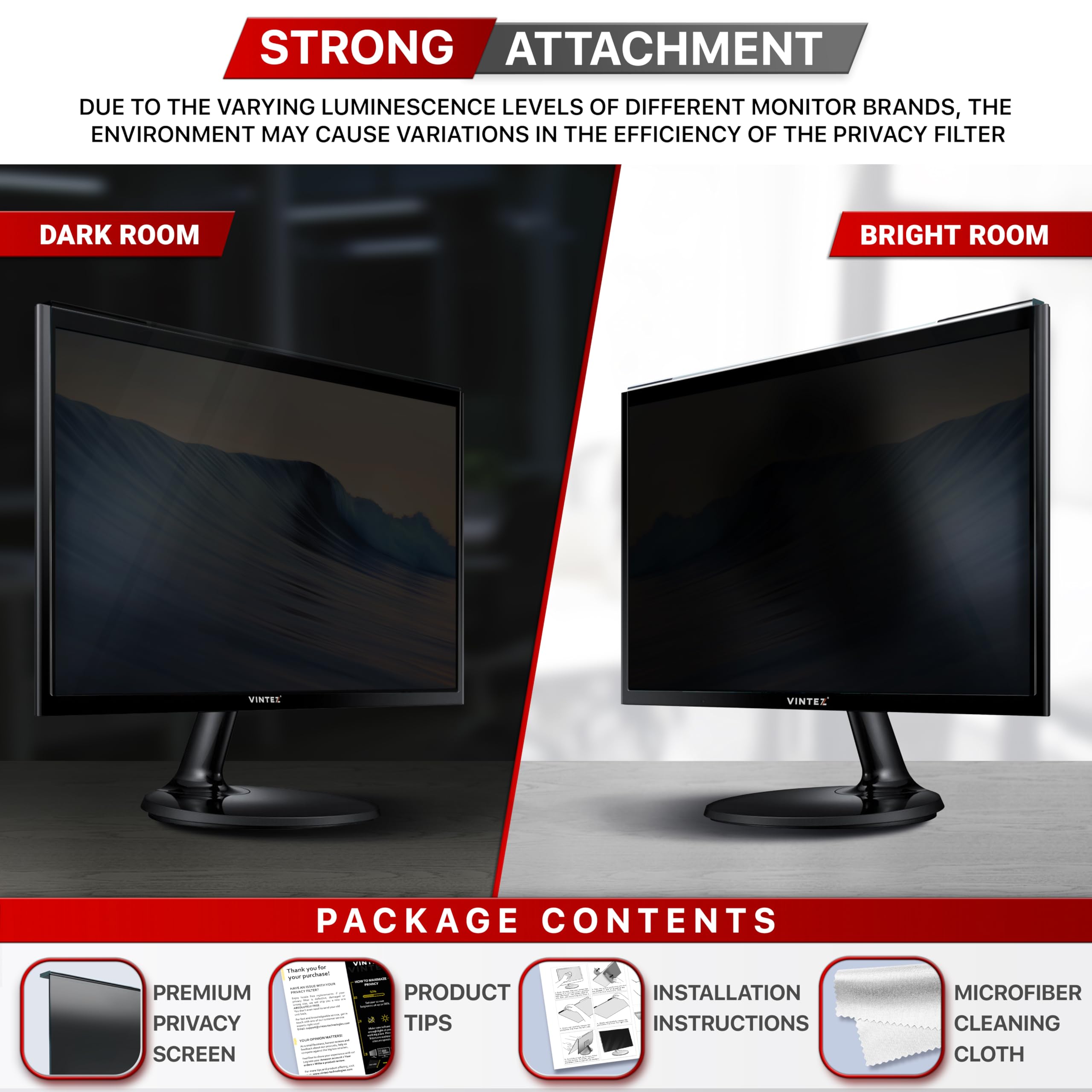 VINTEZ Universal 26" - 27" Computer Privacy Screen Filter for Widescreen Computer Monitors - (635 x 415 mm)