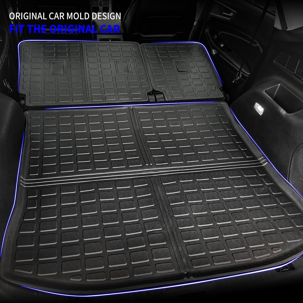 Rongtaod Cargo Mat Compatible with 2015-2024 Ford Edge (Not Fit SEL) Trunk Mat Trunk Liner TPE Cargo Liner Back Seat Cover Protector 2023 Edge Accessories (Backrest Mats+Trunk Mat)