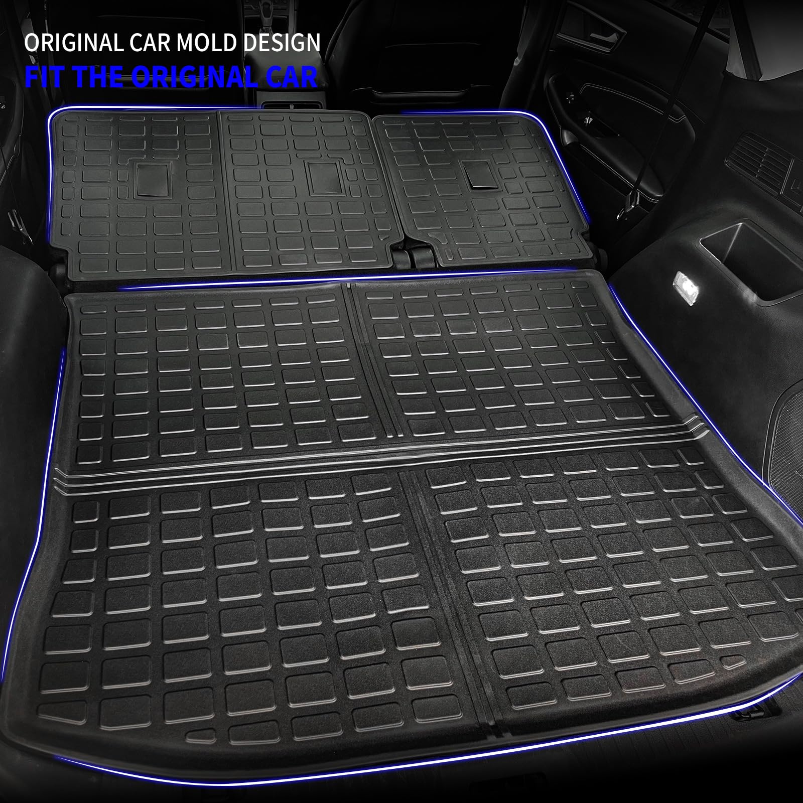 Rongtaod Cargo Mat Compatible with 2015-2024 Ford Edge (Not Fit SEL) Trunk Mat Trunk Liner TPE Cargo Liner Back Seat Cover Protector 2023 Edge Accessories (Backrest Mats+Trunk Mat)