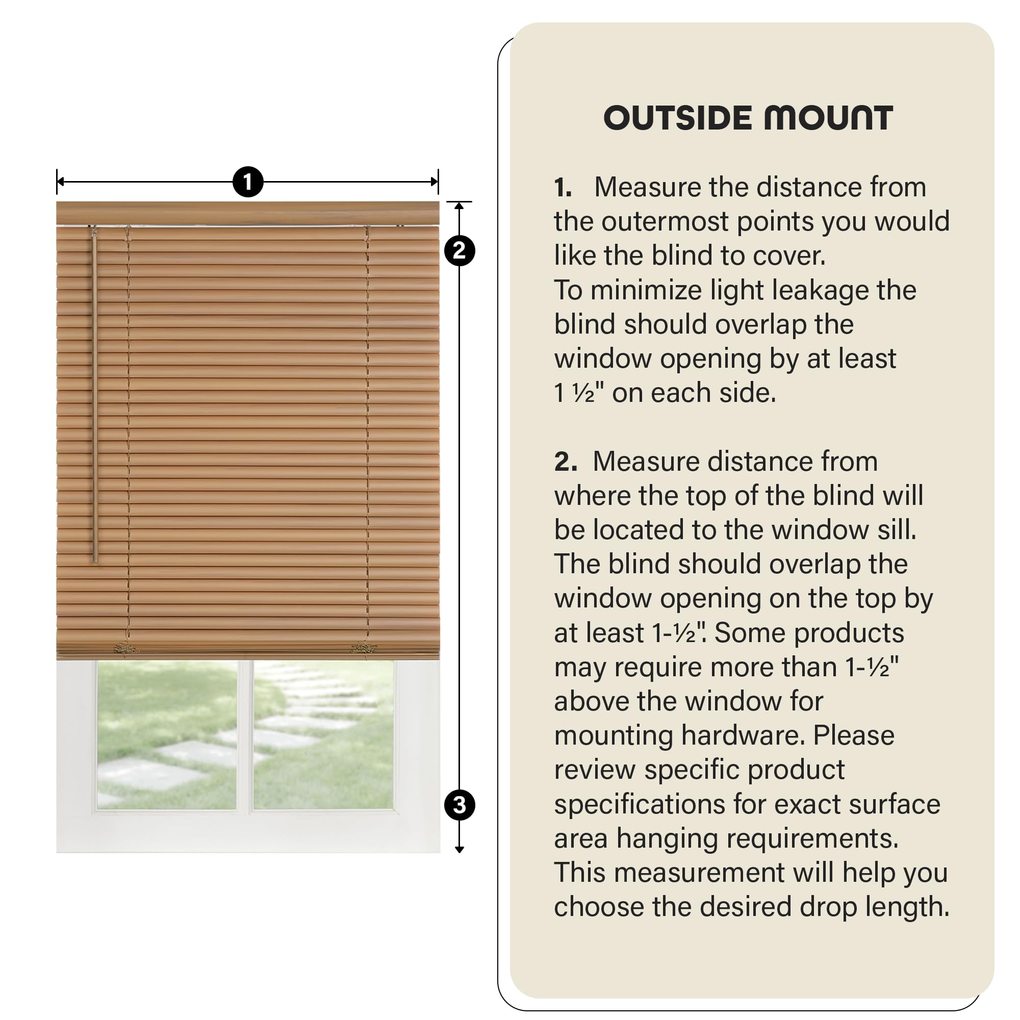 Cordless Light Filtering Mini Blind, 91 cm Width, 182 cm Length, 2.5 cm Slat Size - Black