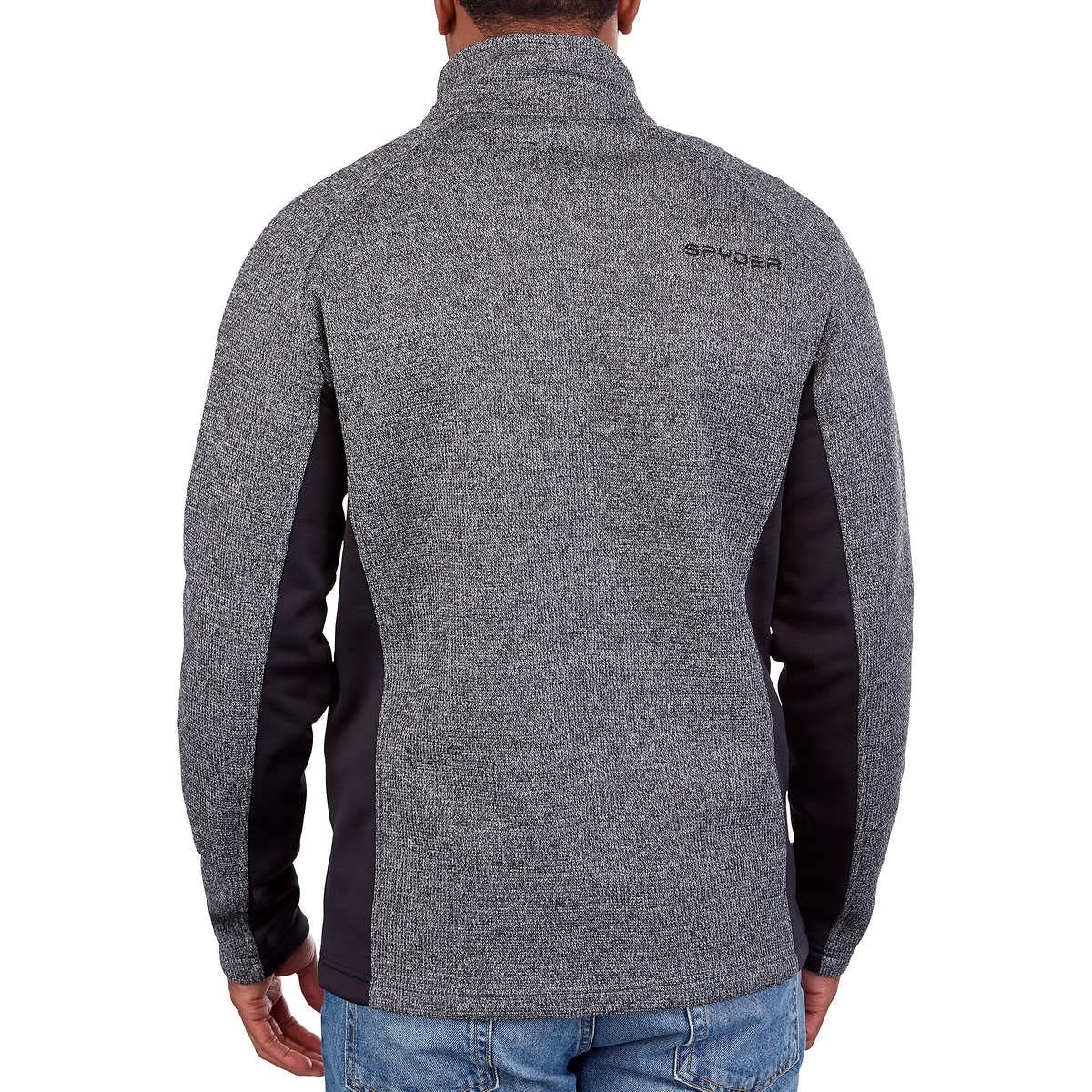 SIZE: XXL - Spyder Men's Half Zip Sweater Gait Knit Pullover Jacket (Regular, Gray)