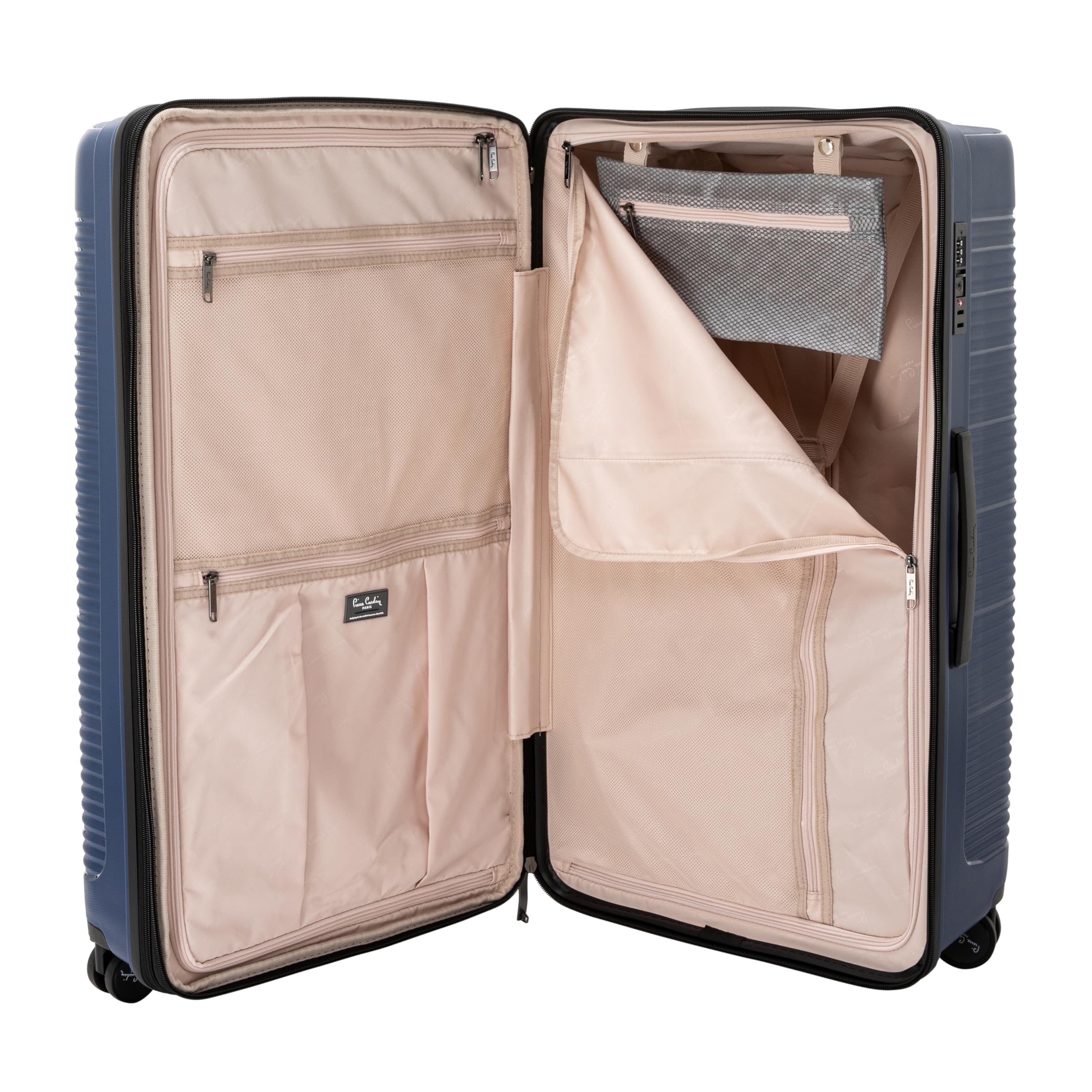 Pierre Cardin 3-Piece Hardshell Luggage Set – Lightweight, Expandable with 4 Silent Spinner Wheels & TSA Lock (Dark Blue)
