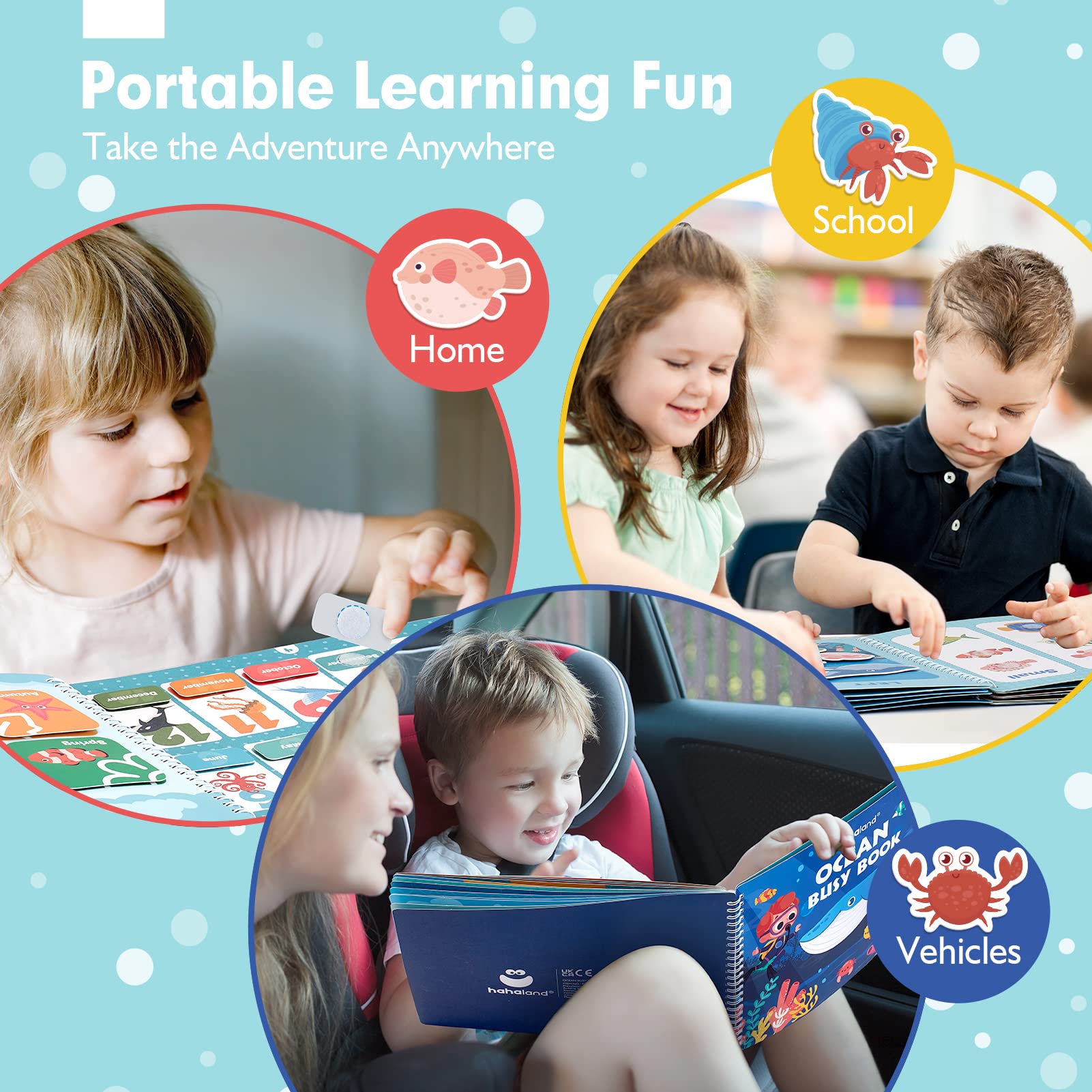 hahaland Busy Book for Toddlers 3-5 - Preschool Learning Activities Toys for Toddlers Ages 2-4 Years - Montessori Toys for 2 3 Year Old - 27 Pages 15 Educational Concepts