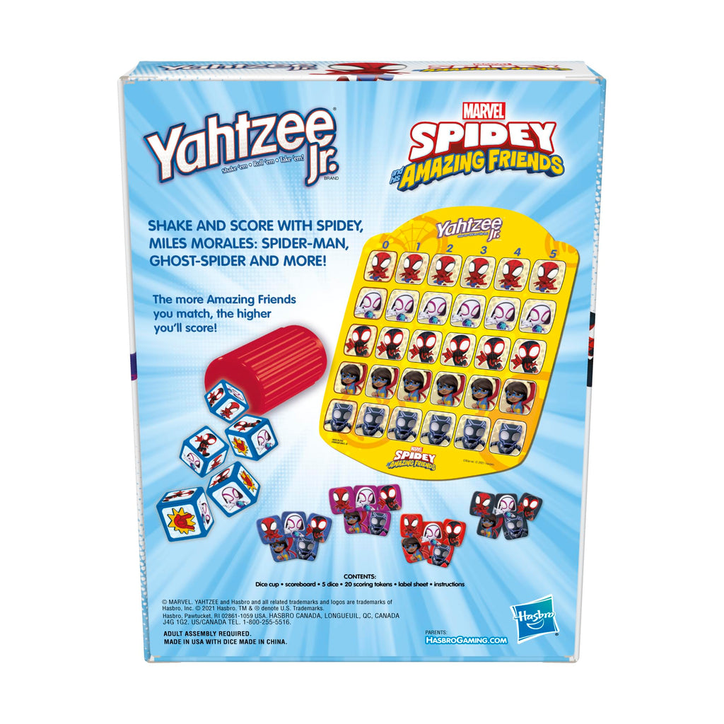 Hasbro Gaming Spidey and His Amazing Friends Yahtzee Jr.Marvel Edition Board Game for Kids, Ages 4 and Up (Amazon Exclusive)