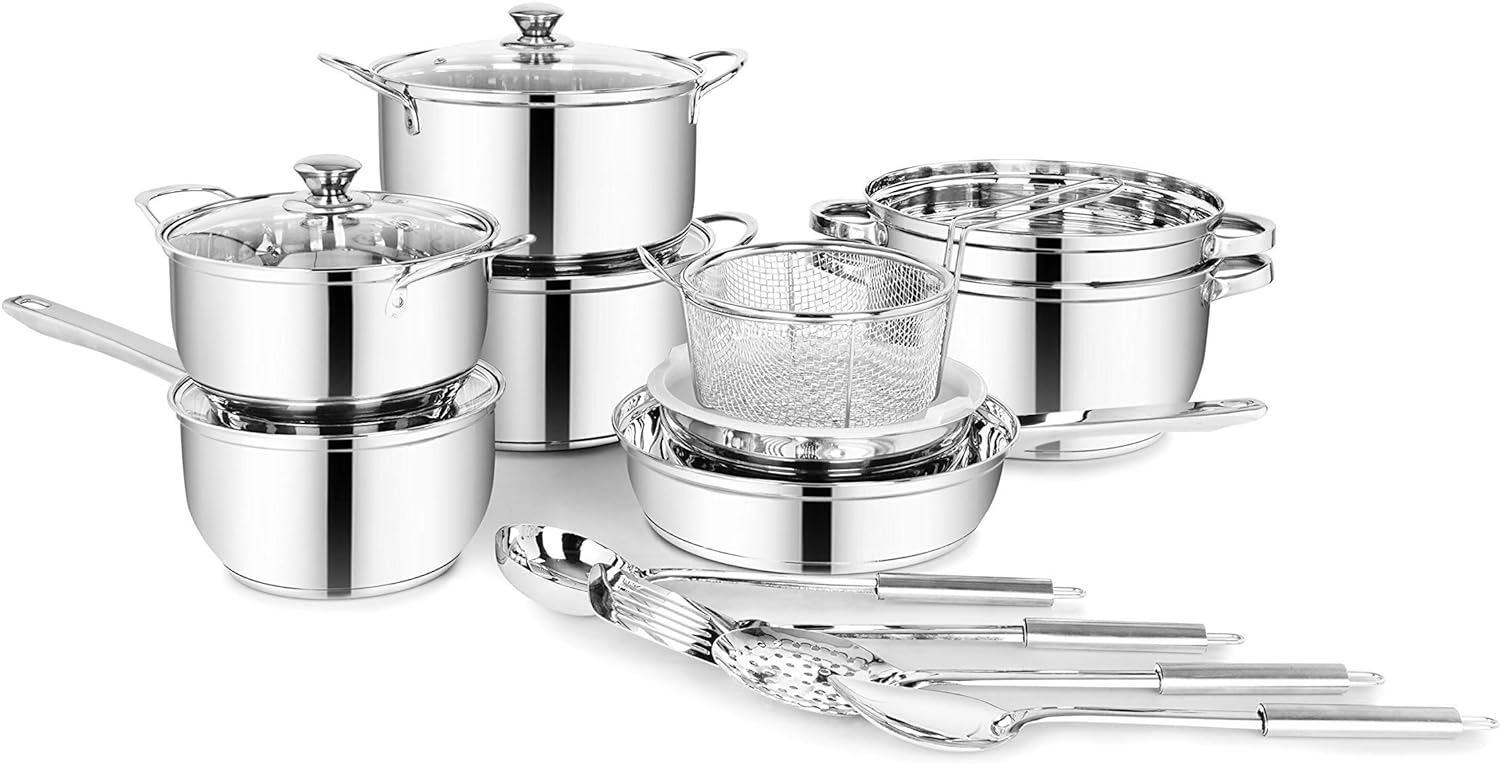 Classic Essentials Dazzler Set for Modern Kitchens - 17 Piece Cookware Excellence