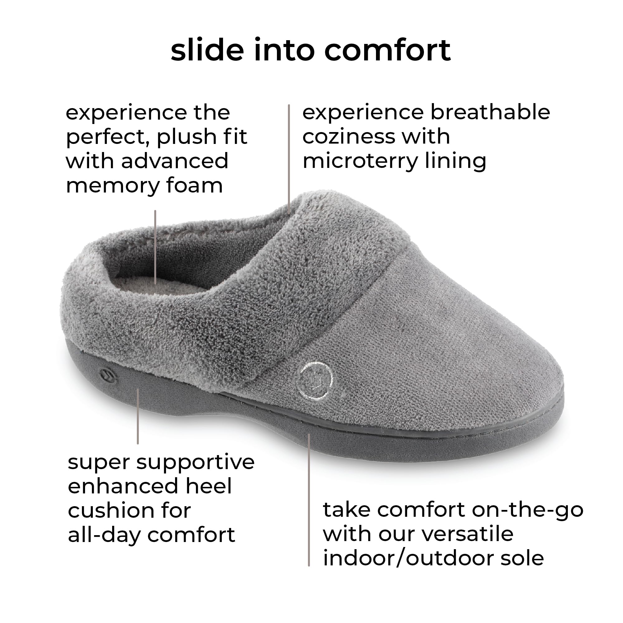 isotoner Women's Classic Hoodback W Memory Foam Non-Slip, Machine Washable