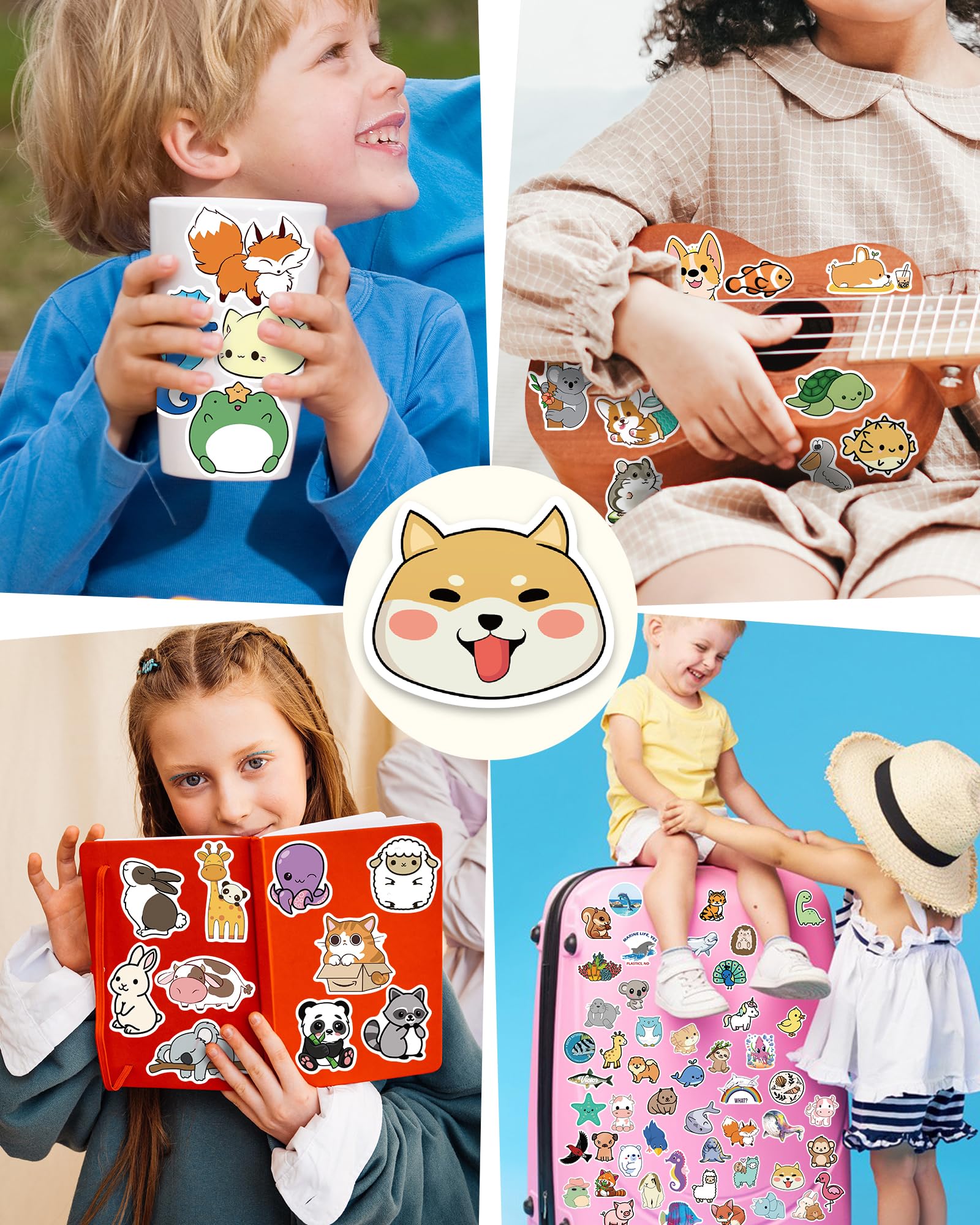 Benresive 300 Pcs Cute Animal Stickers for Kids, Water Bottle Stickers for Kids Waterproof, Vinyl Laptop Kids Stickers Pack, Kids Classroom Prizes for Elementary Students