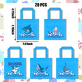 BANBALLON 20 PCS Shark Party Favor Bags, 5 Different Design Shark Non-Woven Bags for Baby Shower Kids Adults Birthday Party Shark Theme Party Supplies