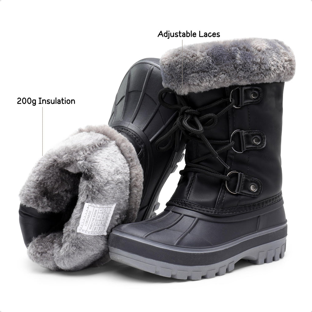 DREAM PAIRS Toddler Forester Black Ankle Winter Snow Boots for kids size 26.5
