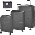 Pierre Cardin Zurich Hardshell Luggage Set – International Lock, Anti-Theft Double Zipper, Dark Grey, Set of 3