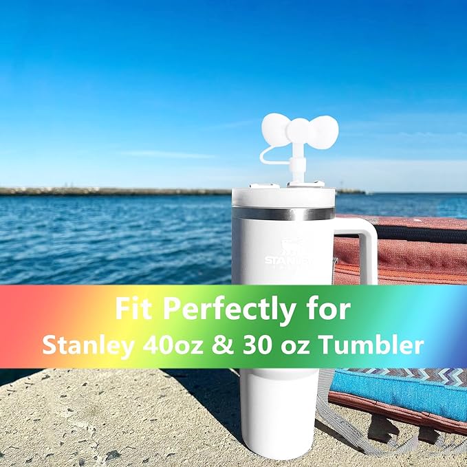 3‑Pc Cute Bow Silicone Straw Covers – Fits Stanley 30/40 oz Tumblers (0.4 in / 10mm) • Dust‑Proof, Food‑Grade, Reusable Tips & Lids Protectors