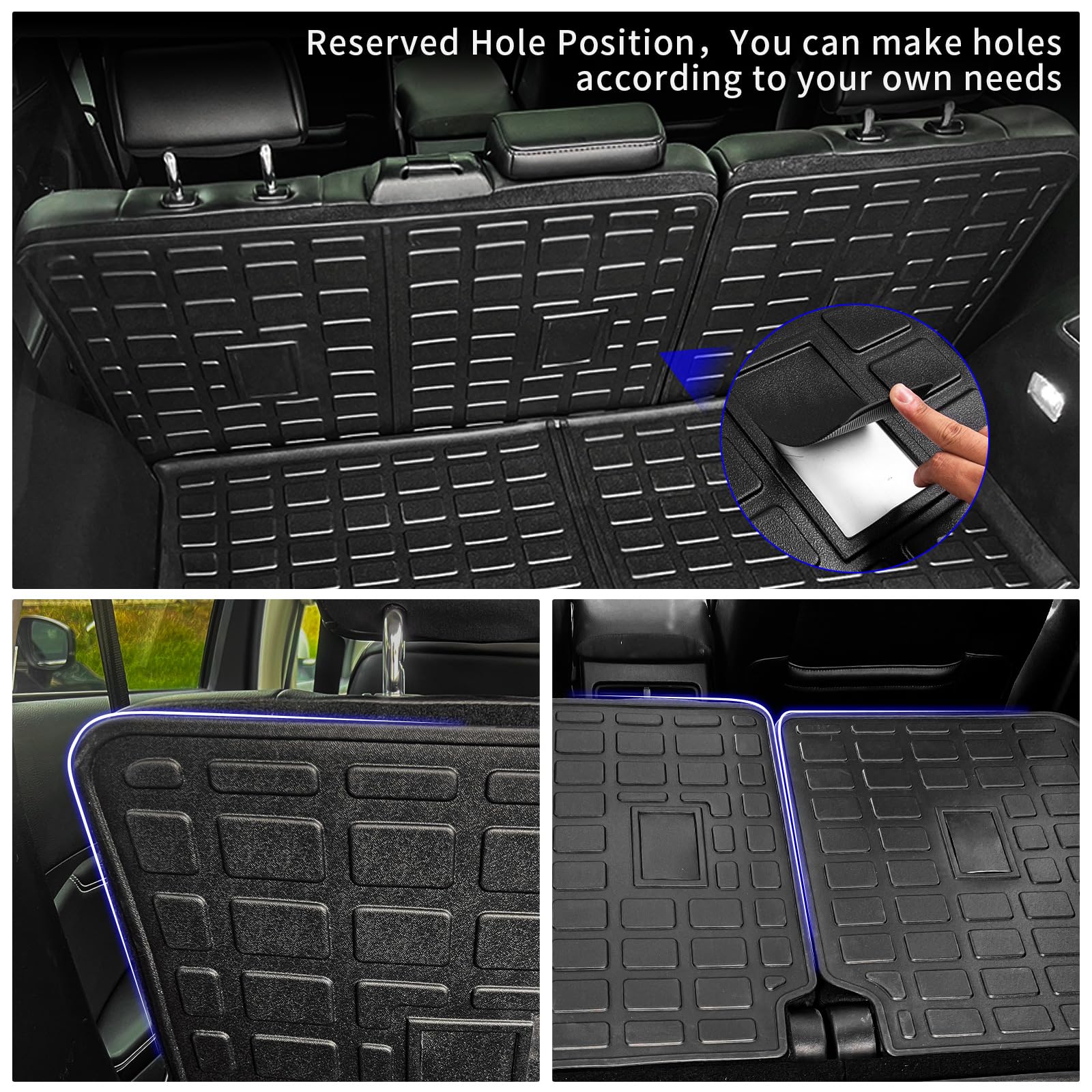 Rongtaod Cargo Mat Compatible with 2015-2024 Ford Edge (Not Fit SEL) Trunk Mat Trunk Liner TPE Cargo Liner Back Seat Cover Protector 2023 Edge Accessories (Backrest Mats+Trunk Mat)