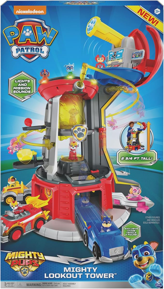 PAW Patrol, Mighty Pups Super Paws Lookout Tower Playset with Lights and Sounds