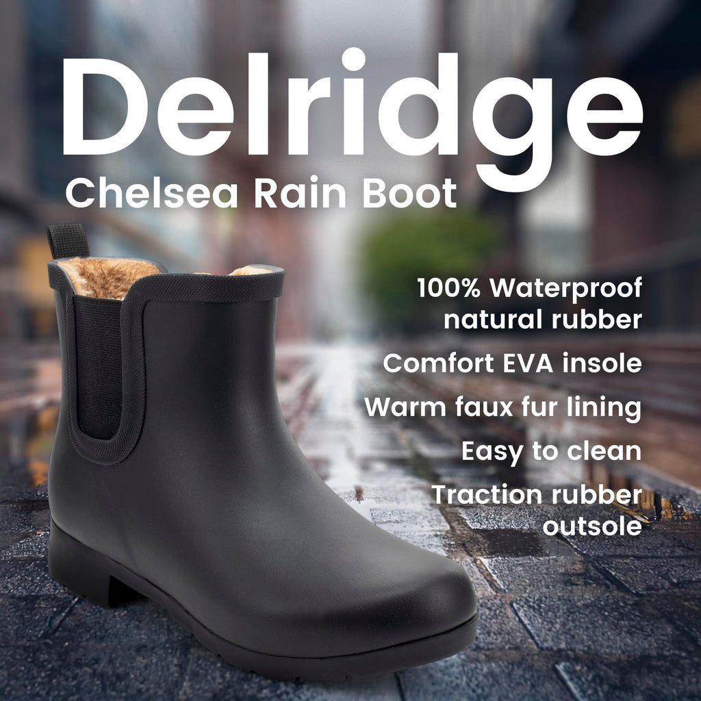 SIZE 38.5: Chooka Women's Waterproof Plush Chelsea Bootie Chelsea Boot, Delridge Black