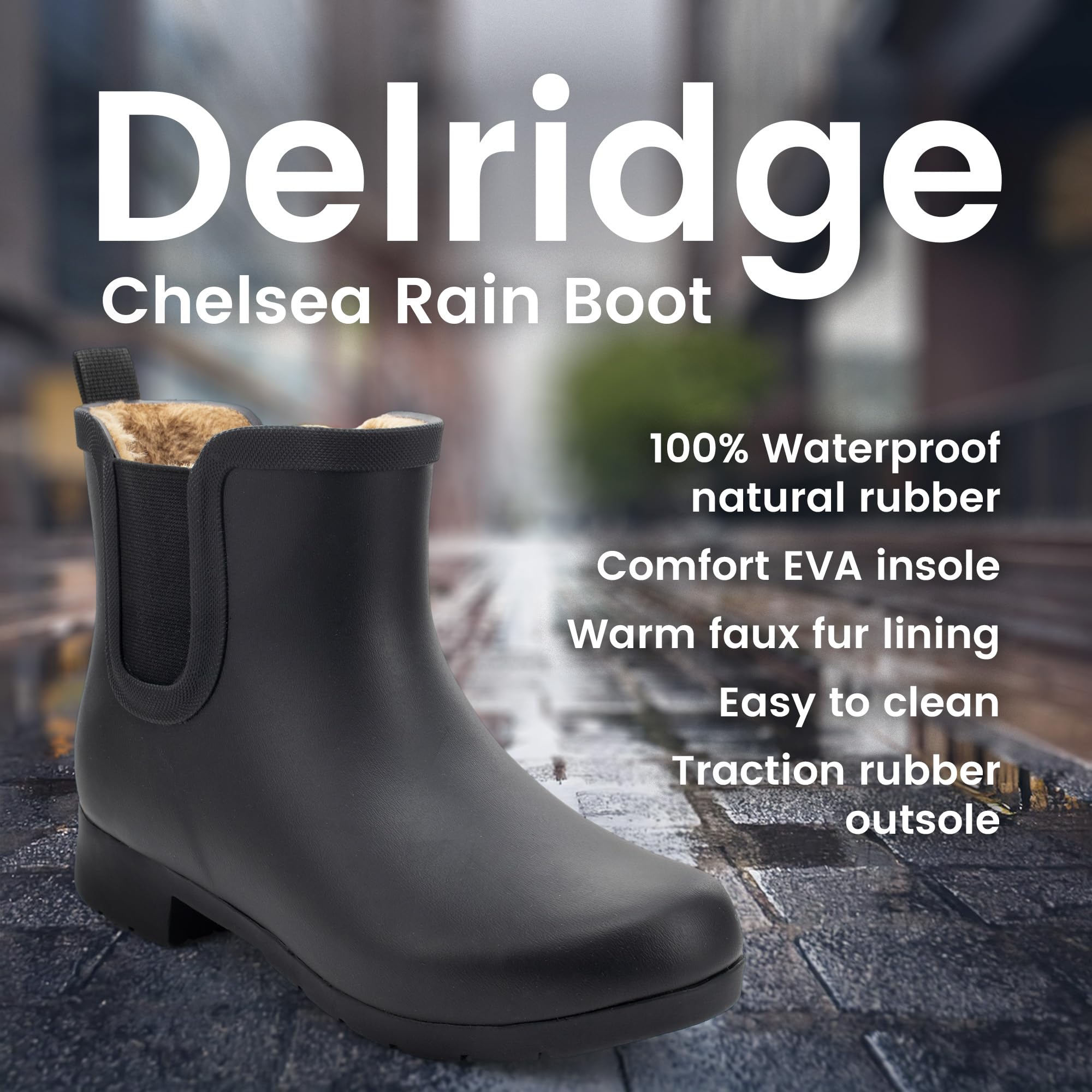 SIZE 38.5: Chooka Women's Waterproof Plush Chelsea Bootie Chelsea Boot, Delridge Black
