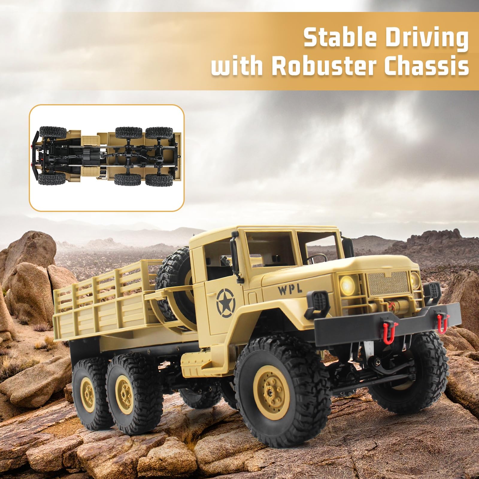 Spobot RC Military Transport Truck, RC Off-Road Vehicle 6WD with All Terrain, Remote Control Rack Car With2 Set of Batteries &Realistic Light is Good for Kid Gift
