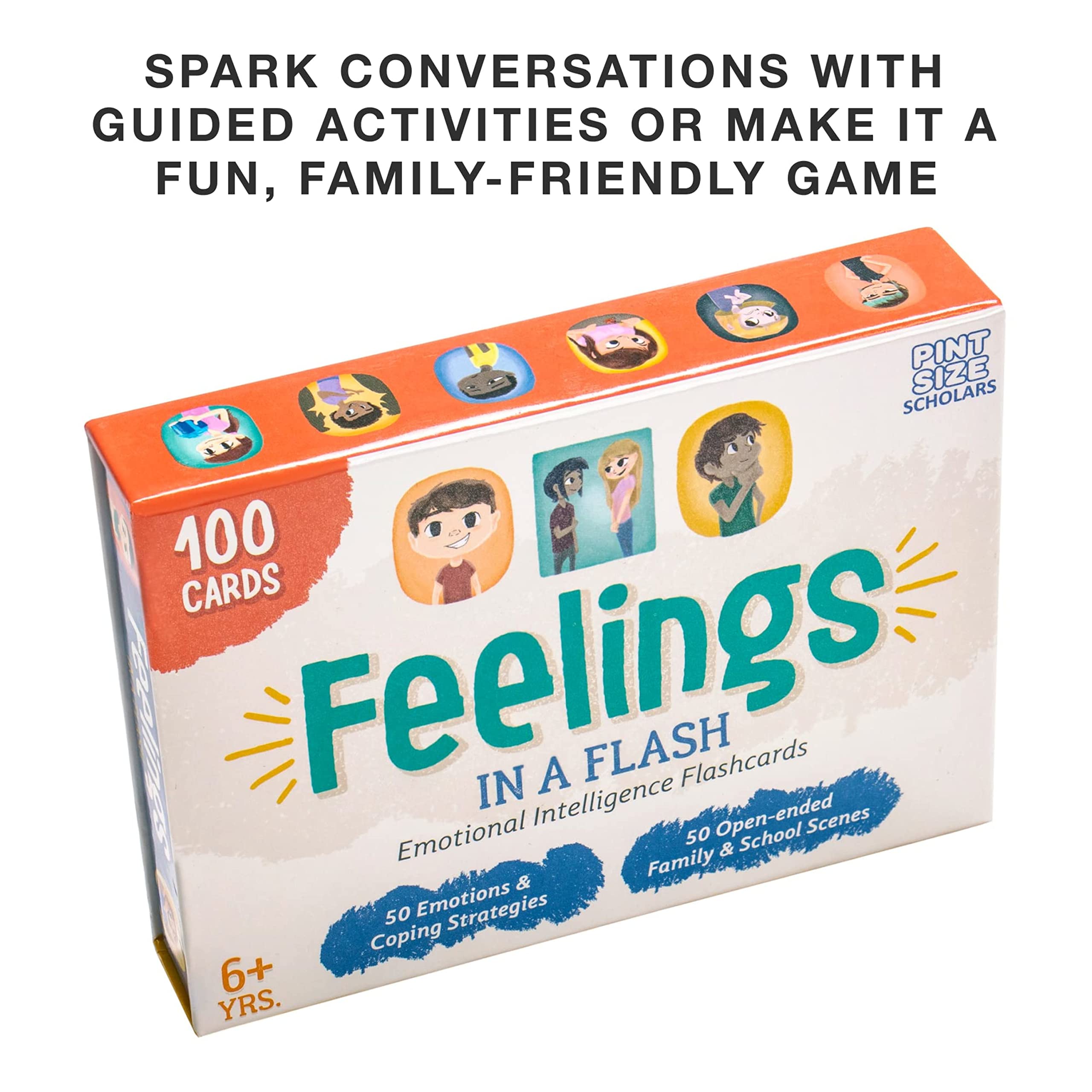 Brybelly Feelings In a Flash Emotional Intelligence Flashcard Game (50 Scenario Cards,50 Reaction Faces)