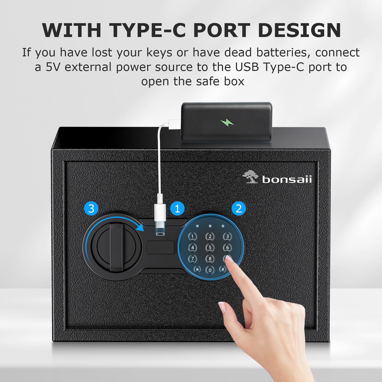 Bonsaii Safe, 0.6 Cubic Safe Box with Electronic Keypad, Removable Shelf, for Valuables Jewelry and Documents in Home, Hotel, or Business, 25 D x 35 W x 25 cm H