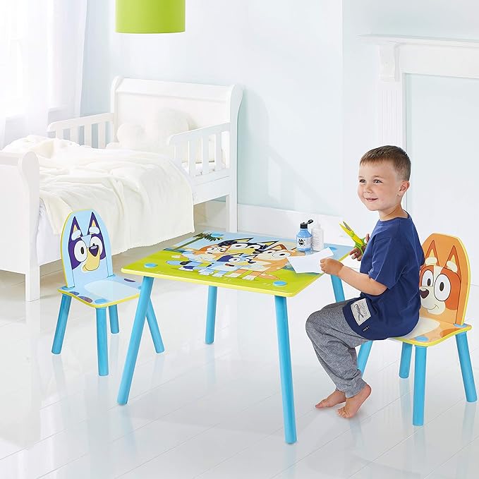 Bluey Furniture - Includes Table and 2 Chairs - Perfect for Arts and Crafts, Multicolor