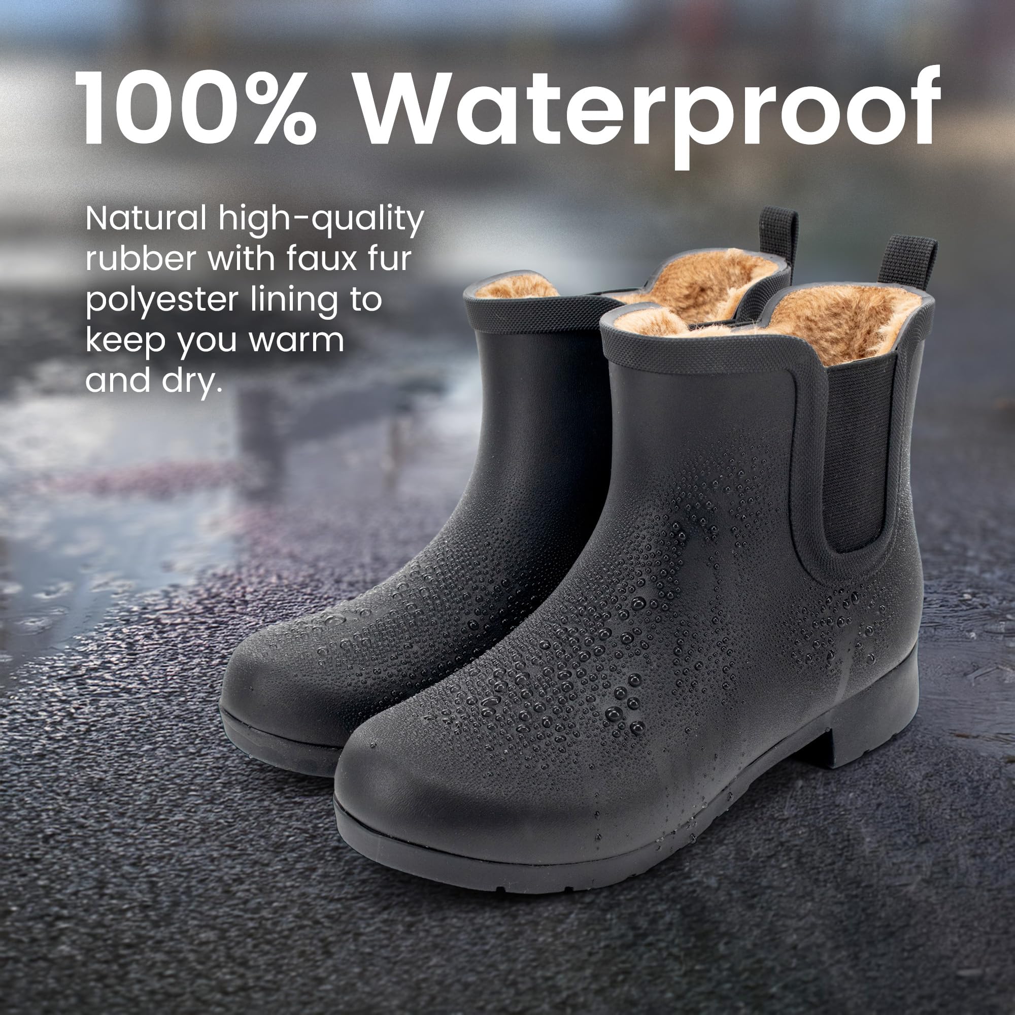 SIZE 38.5: Chooka Women's Waterproof Plush Chelsea Bootie Chelsea Boot, Delridge Black