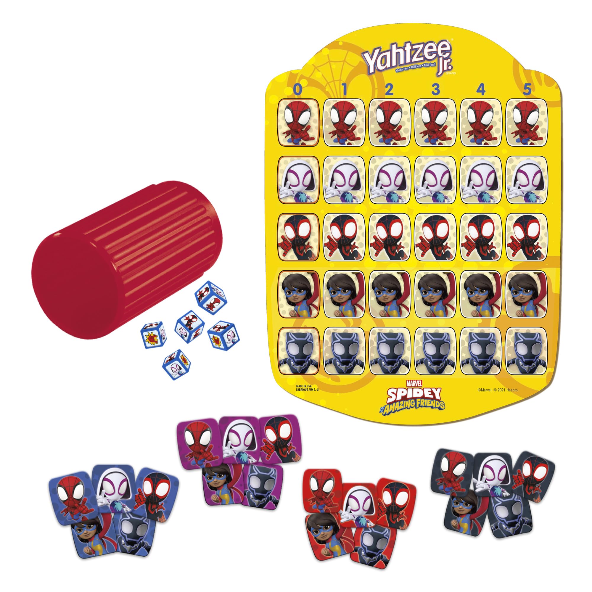 Hasbro Gaming Spidey and His Amazing Friends Yahtzee Jr.Marvel Edition Board Game for Kids, Ages 4 and Up (Amazon Exclusive)