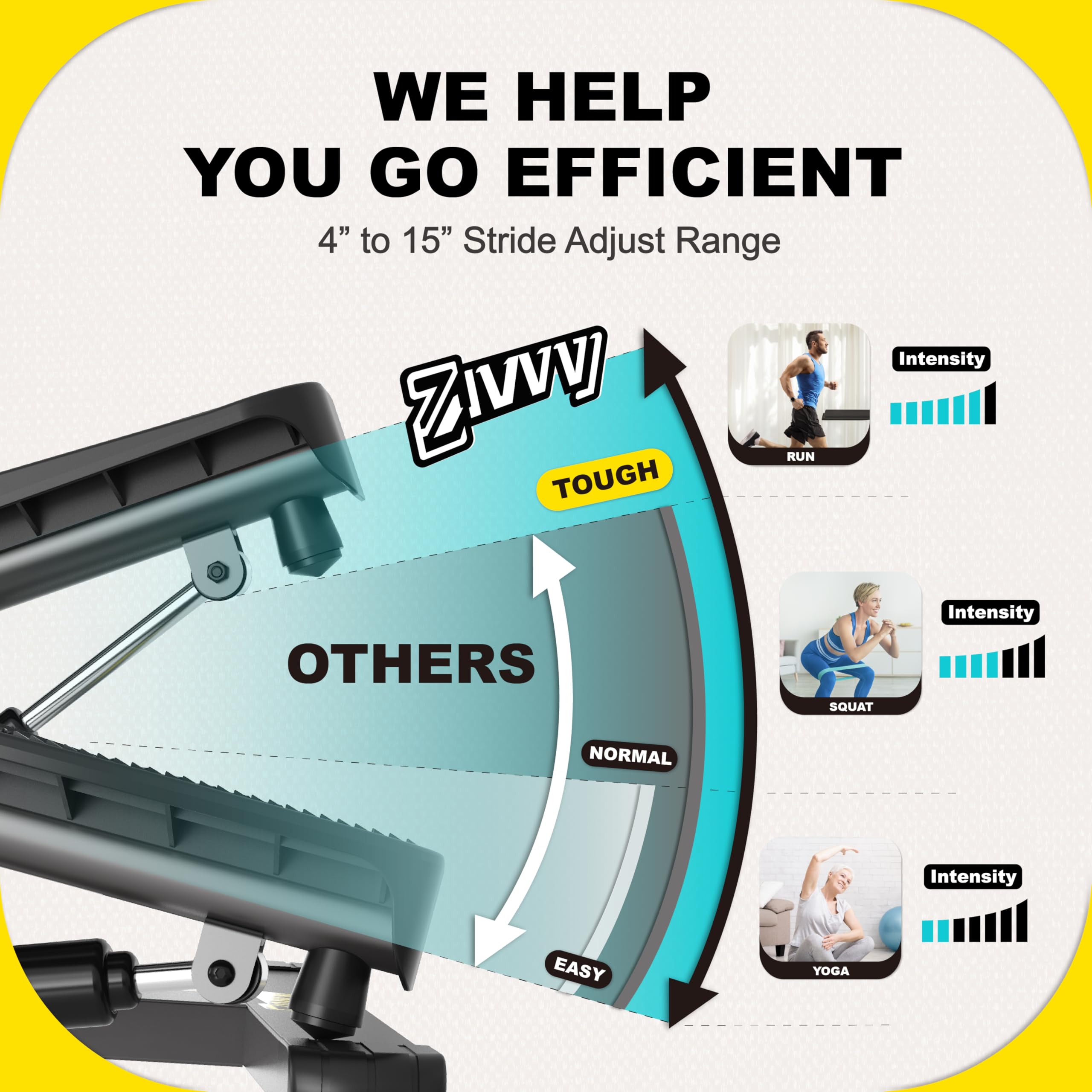 ZIWWVY Stepper Machine with Resistance Bands, Mini Stepper with 136 kg capacity