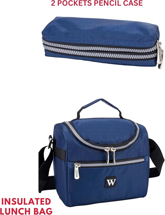 Wires Trolley backpack 5 Pcs Set Includes Pencil case, Lunch bag and rolling backpack, Trolley School Bag All in one set, Laptop Compartment, Anti Theft Zipper W24567