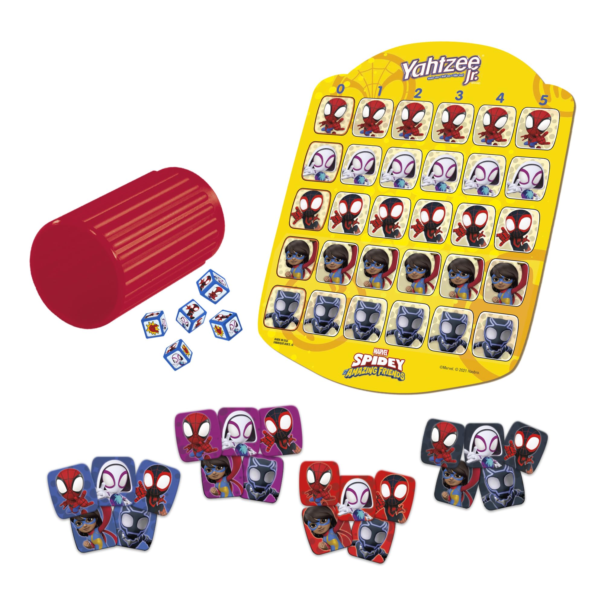 Hasbro Gaming Spidey and His Amazing Friends Yahtzee Jr.Marvel Edition Board Game for Kids, Ages 4 and Up (Amazon Exclusive)