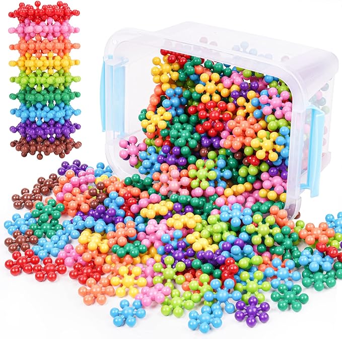 NiToy Snowflake Interlocking Building Block Toy with Carrying Case for Kids, Multi-Color Early Learning Educational Creativity STEM Toy Solid Plastic Disc Safe Material for Boys & Girls Ages 3+