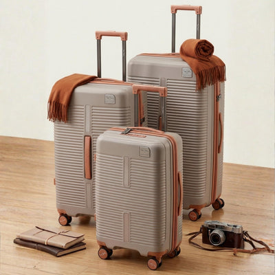 Pierre Cardin 3-Piece Hardshell Luggage Set – Lightweight, Expandable with 4 Silent Spinner Wheels & TSA Lock (Light Brown)