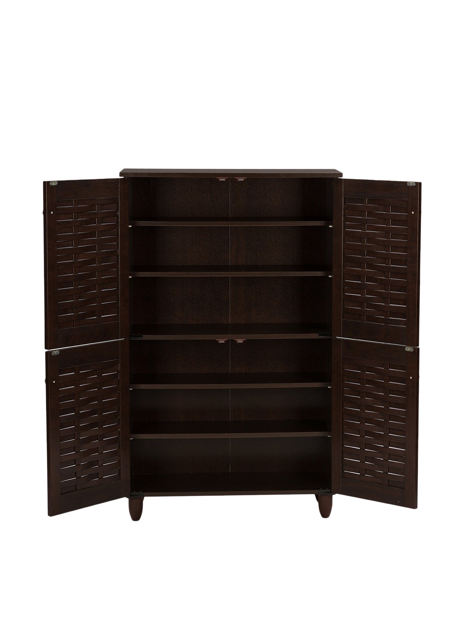 Baxton Studio Wholesale Interiors Winda Modern and Contemporary 4-Door Dark Brown Wooden Entryway Shoes Storage Cabinet