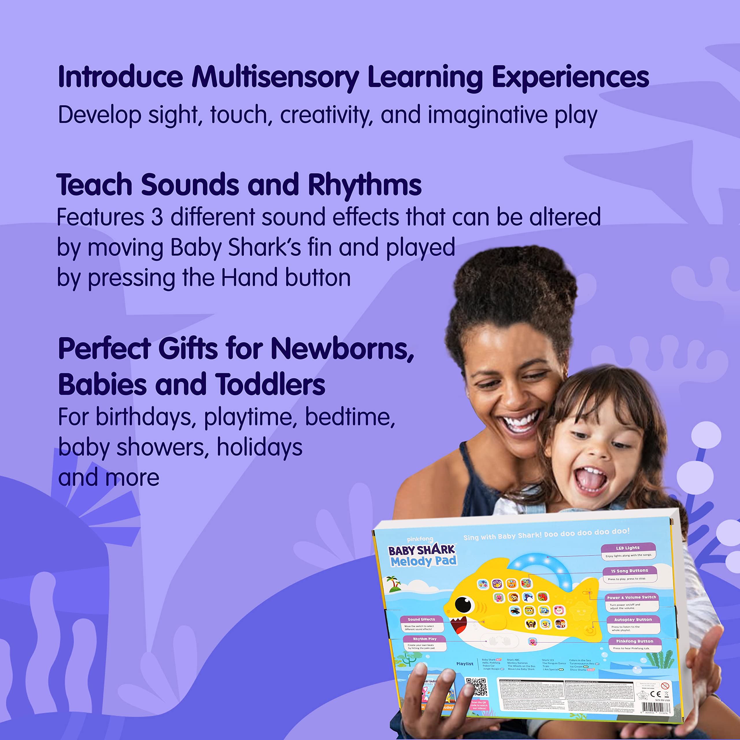 Pinkfong Baby Shark Melody Pad Sound Pad | Baby Shark Toys, Baby Shark Books | Learning & Education Toys | Interactive Baby Toys for Toddlers 1-3 | Gifts for Boys & Girls