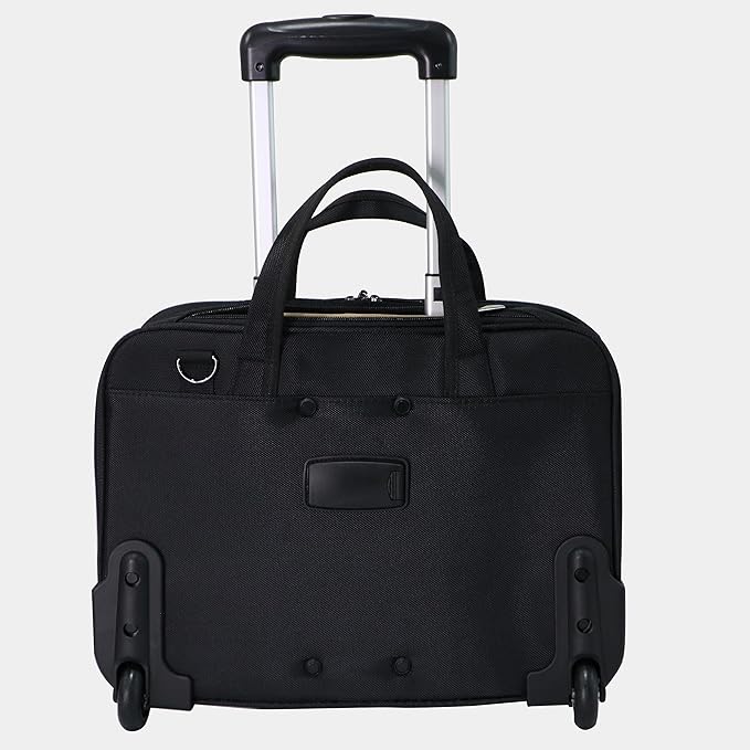 Pierre Cardin Rolling Laptop Bag Premium Wheeled Briefcase With ANTI THEFT TSA Lock Water-Resistant Pilot case, Roller Case Computer Bag UNISEX (PC85172-15TC (15.5 Inch - 2 Wheels)), black