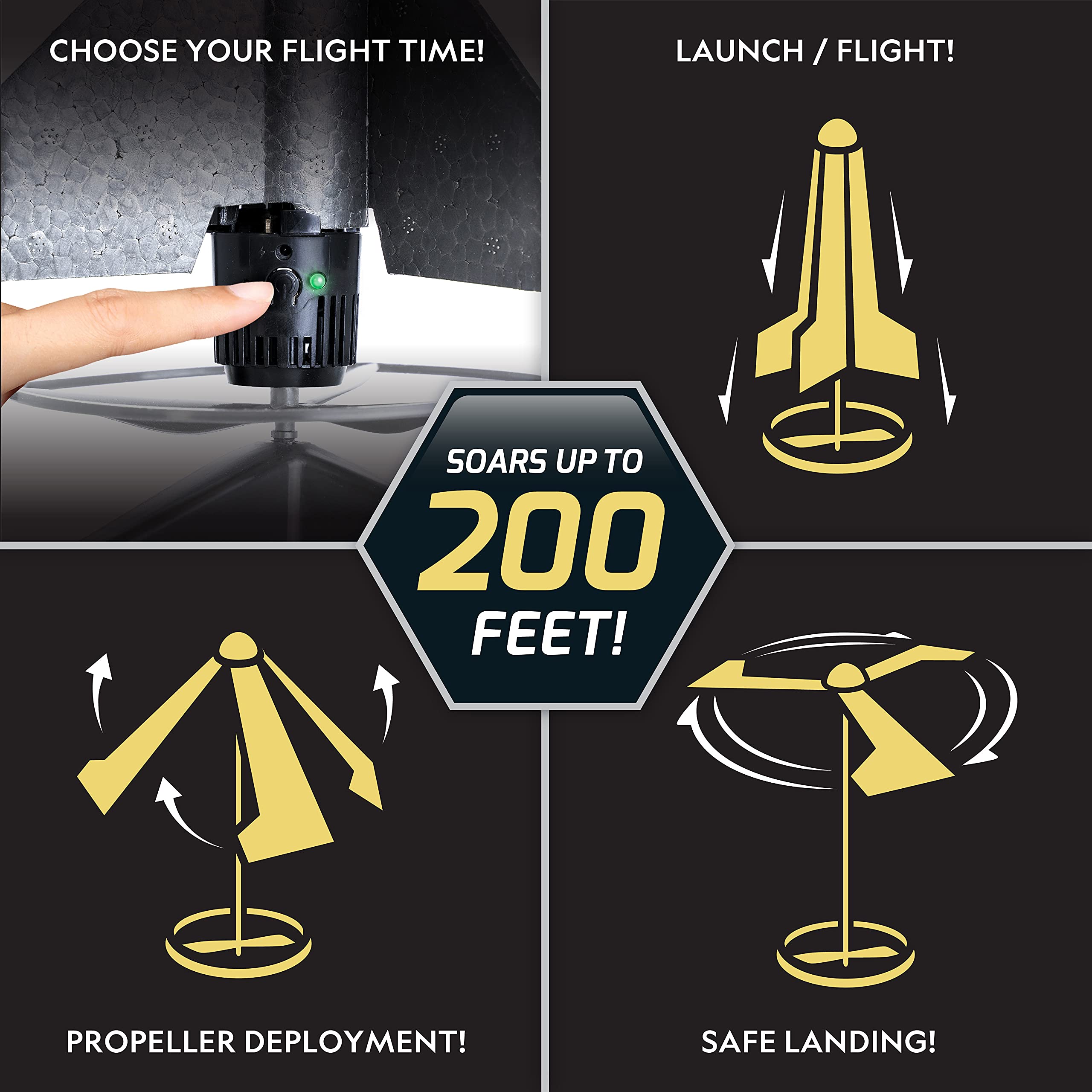 قاذفة صواريخ ناشيونال جيوغرافيك للأطفال - لعبة صاروخ هوائي آلي بانتظار براءة اختراع، تُطلق حتى ارتفاع 200 قدم مع هبوط آمن، ألعاب خارجية للأطفال ونماذج صواريخ، هدايا للأولاد والبنات، ألعاب فضاء