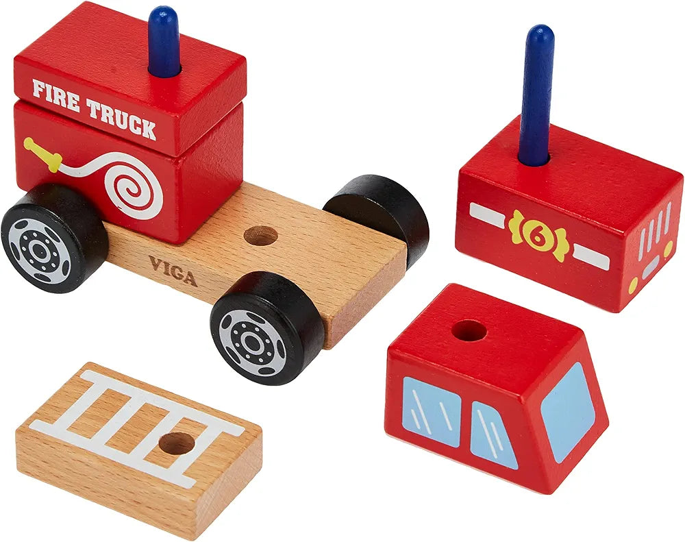 Toys Viga Stacking Fire Truck