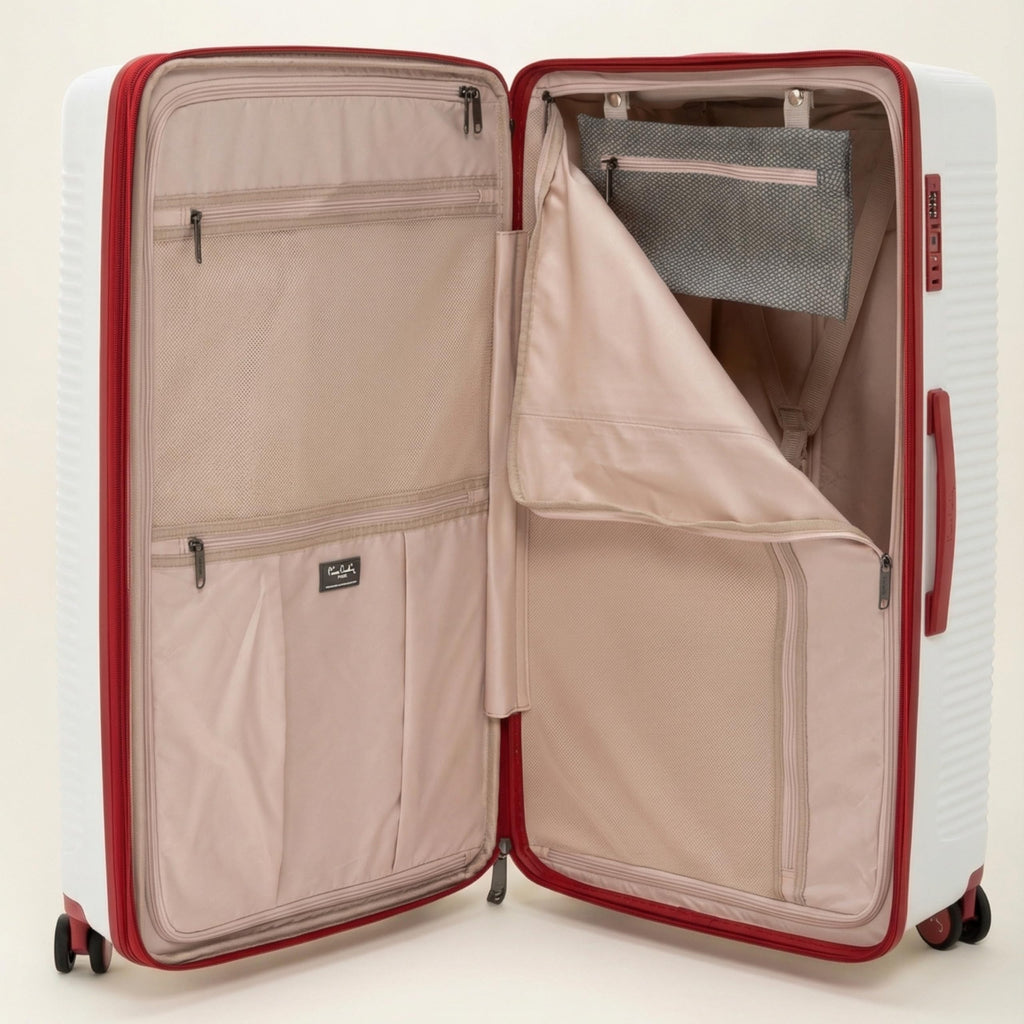 Pierre Cardin 3-Piece Hardshell Luggage Set – Lightweight, Expandable with 4 Silent Spinner Wheels & TSA Lock (White)