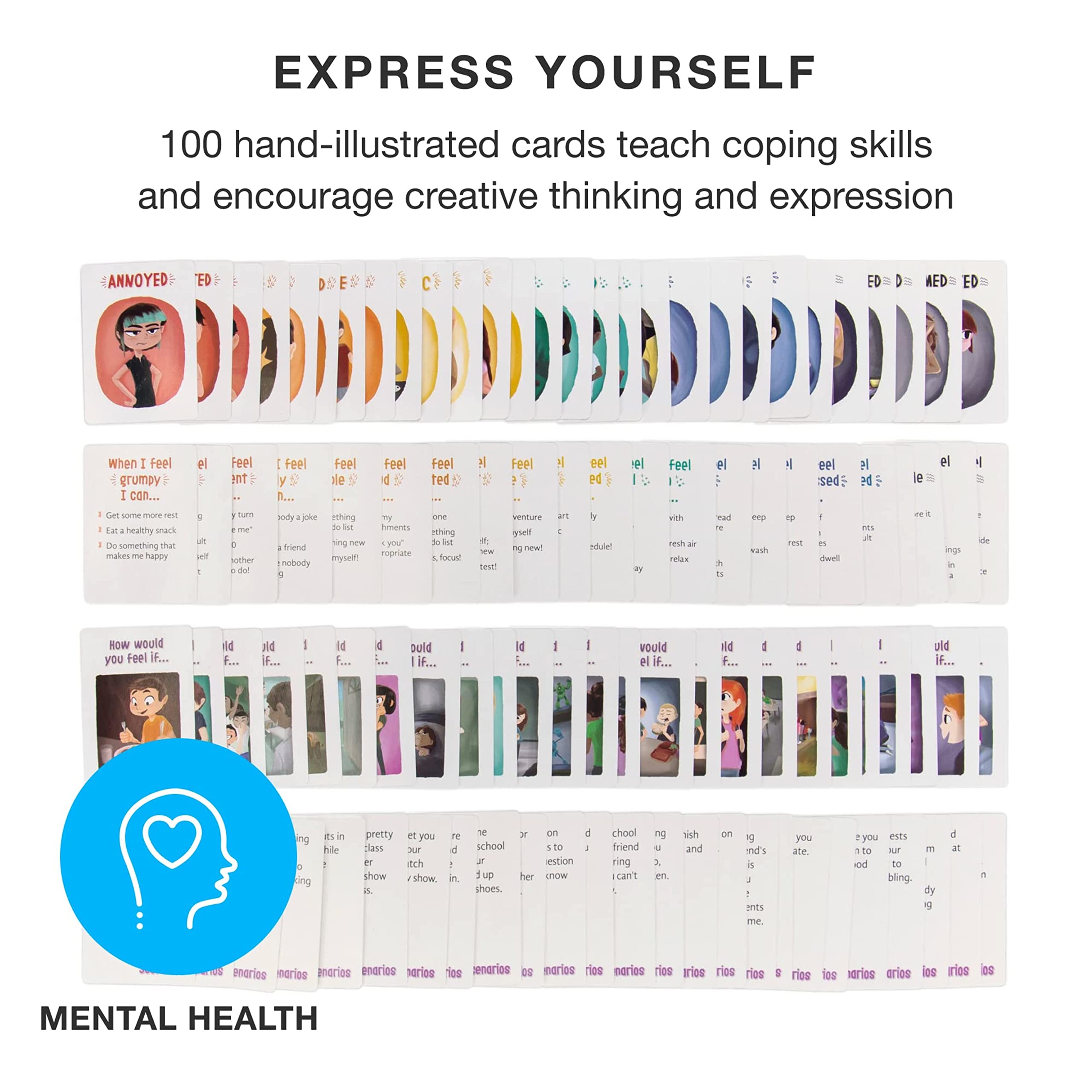 Brybelly Feelings In a Flash Emotional Intelligence Flashcard Game (50 Scenario Cards,50 Reaction Faces)