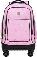 Pink Planet Wires Big Wheel School Bag Trolley Set of 3 - Lunch Bag & Pencil Case - W24565