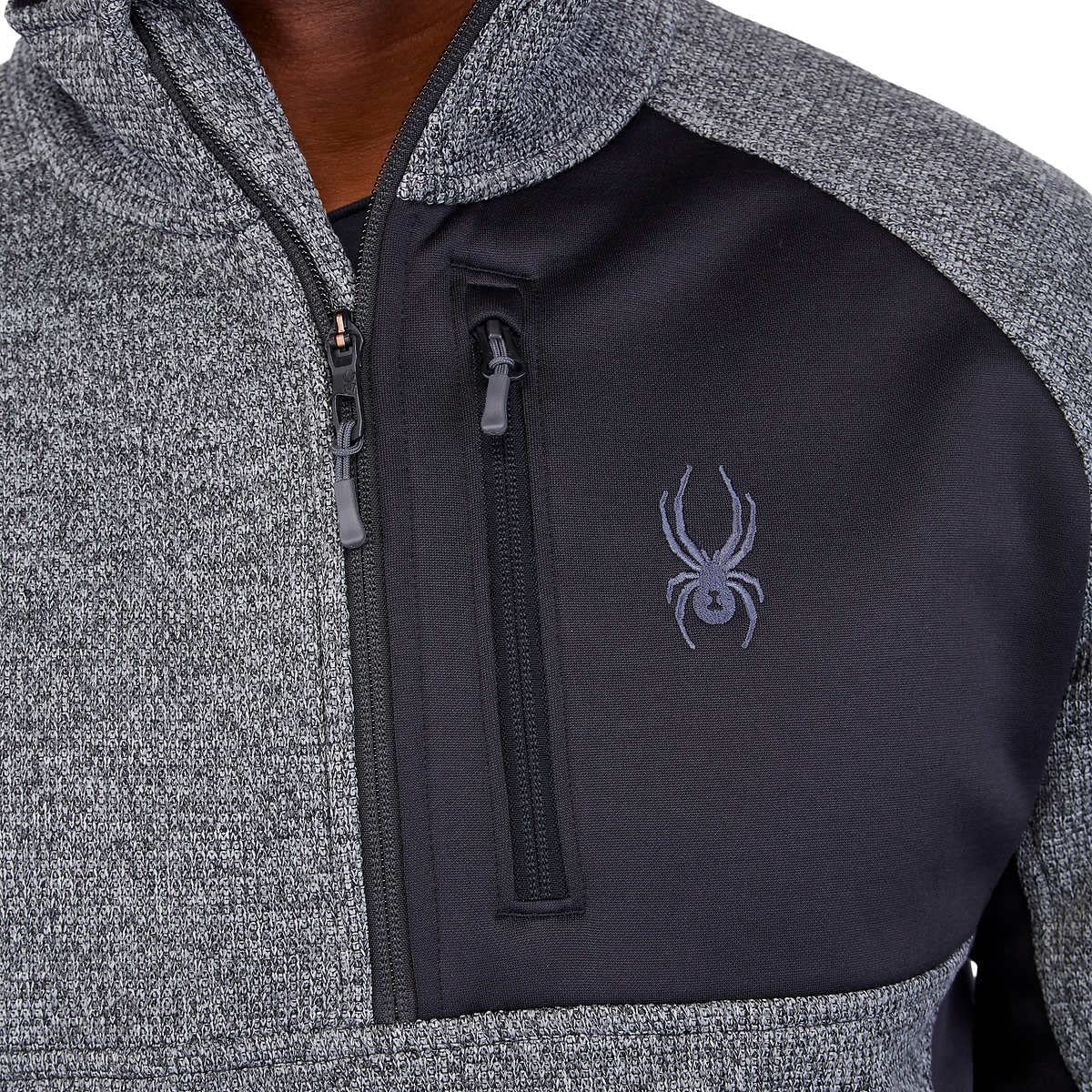 SIZE: XXL - Spyder Men's Half Zip Sweater Gait Knit Pullover Jacket (Regular, Gray)