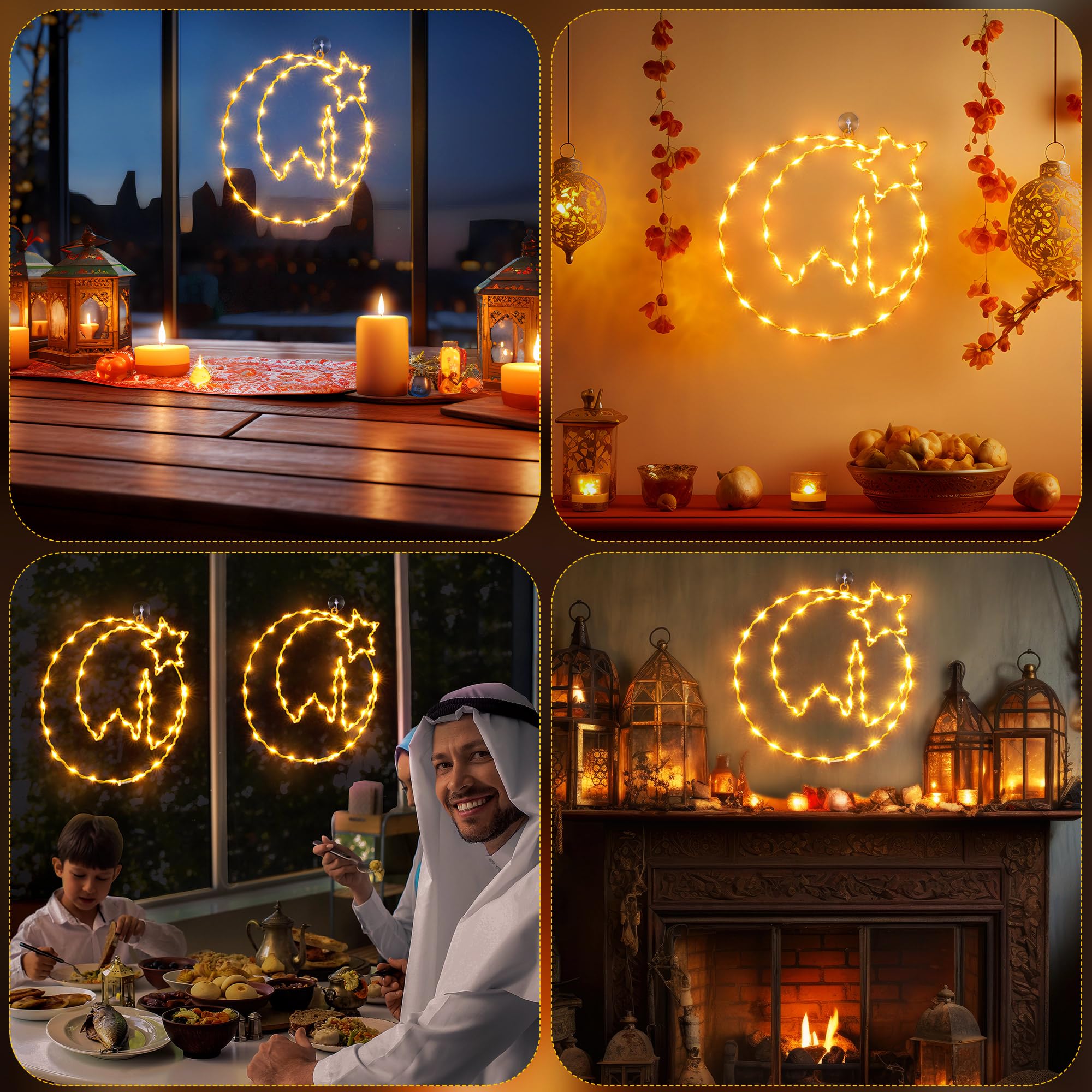 Meonum Eid Ramadan Decorations Window Lights, 30 CM 8 Modes W