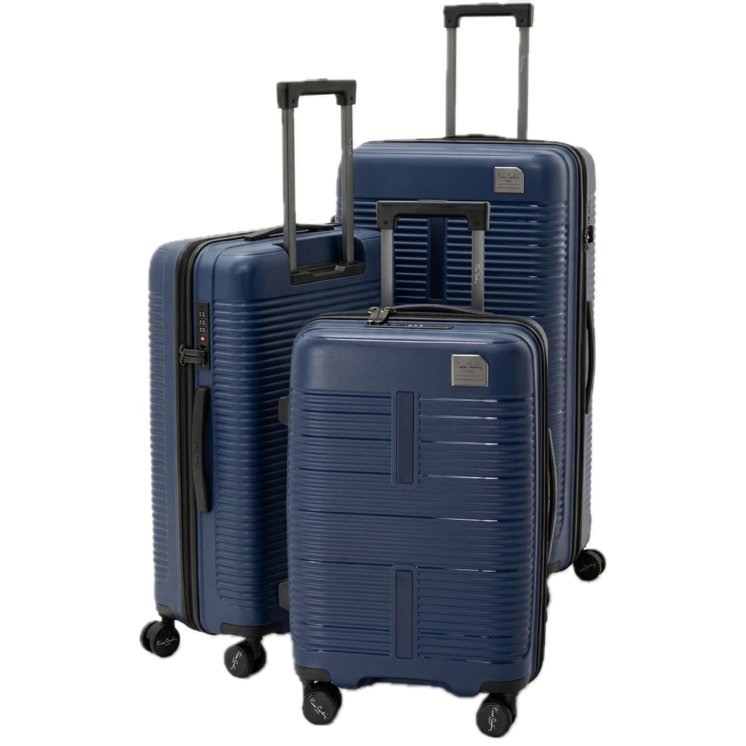 Pierre Cardin 3-Piece Hardshell Luggage Set – Lightweight, Expandable with 4 Silent Spinner Wheels & TSA Lock (Dark Blue)
