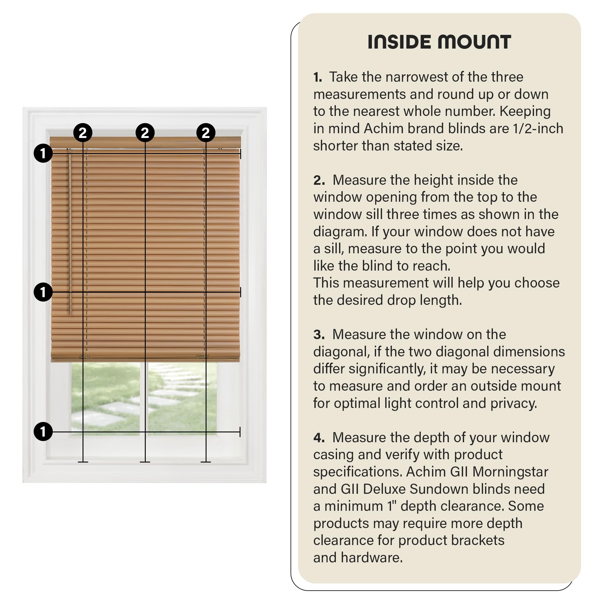 Cordless Light Filtering Mini Blind, 91 cm Width, 182 cm Length, 2.5 cm Slat Size - Black