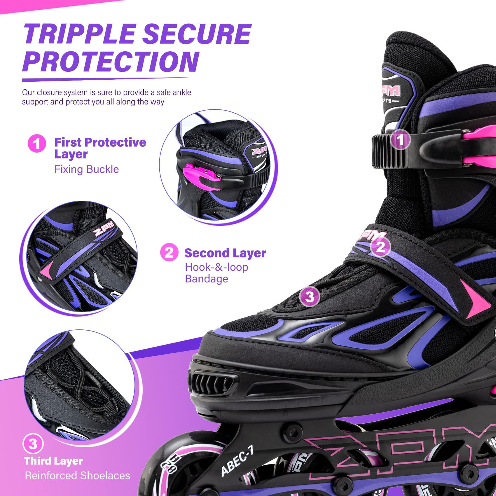 Size: 42-44.5 - 2PM SPORTS Vinal Inline Skates for Women with Light Up Wheels Beginner Skates Fun Illuminating Outdoor Roller Skates for Kids and Adults Men - Vinal Extra Large