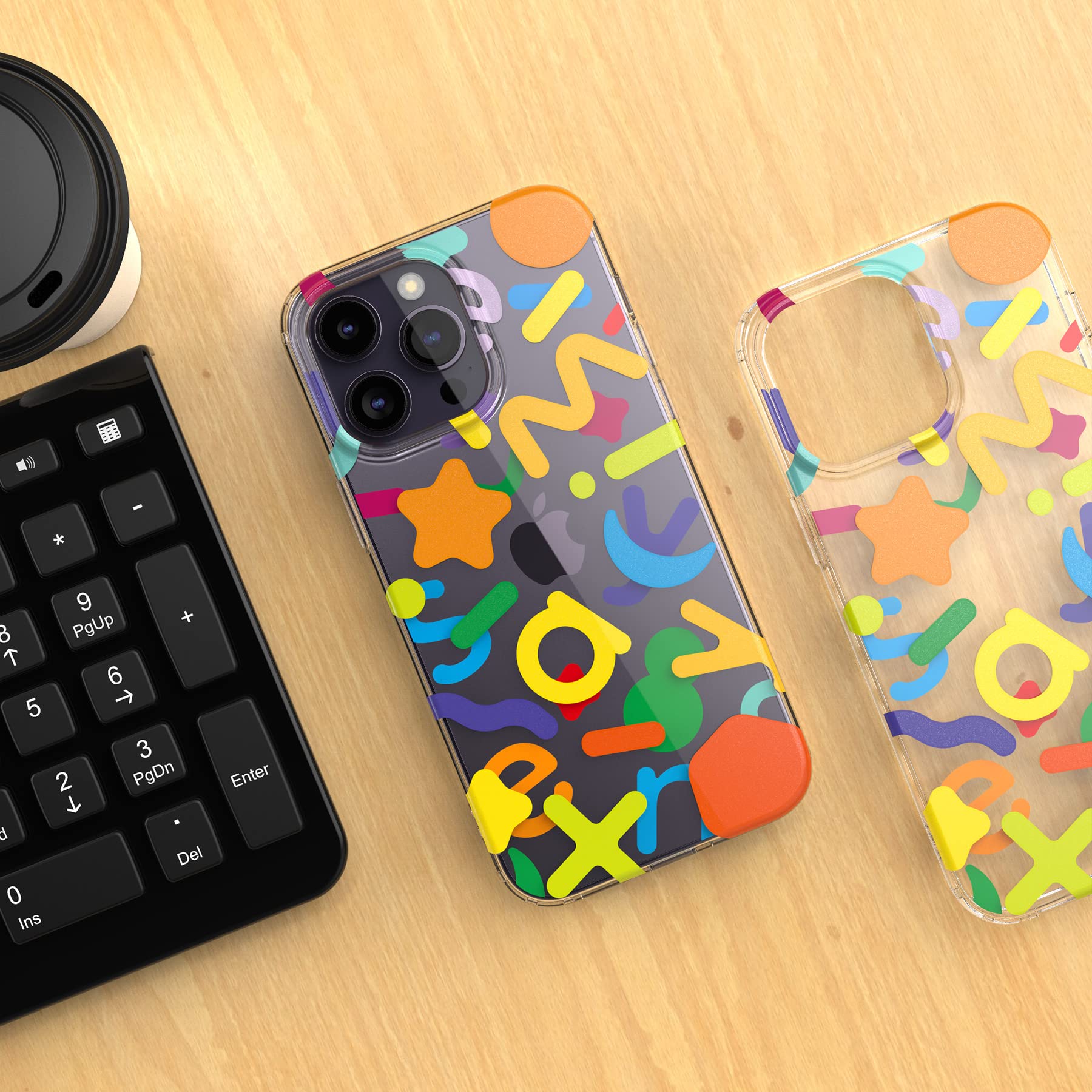 Senyimax for iPhone 14 Pro Max Case Stylish and Cute Double-Layer Letters Pattern Hard TPU Shockproof Protective Case Cover for Men Girls and Women (Multicolor)