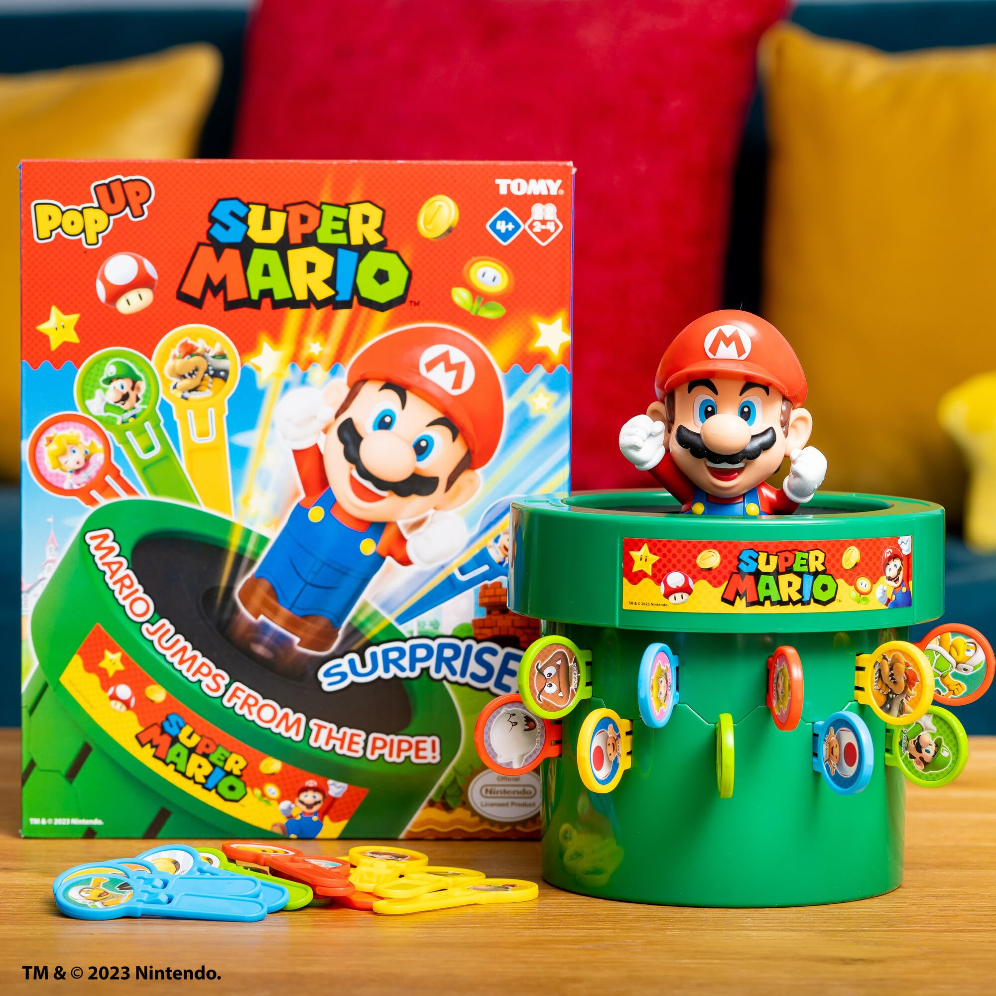 TOMY Pop Up Super Mario Family and Preschool Kids Board Game, 2-4 Players, Suitable for Boys & Girls Ages 4+