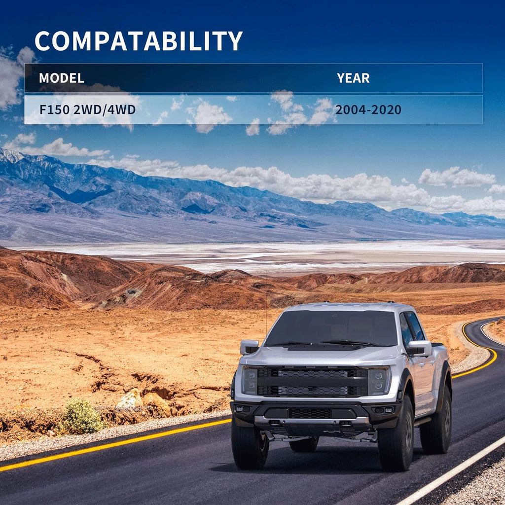 طقم رفع التسوية لشاحنة F150 موديلات 2004-2020، 3 بوصات أمامية و2 بوصة خلفية. طقم رفع التسوية لشاحنة F150، 3 بوصات + 2 بوصة فواصل دعامة لشاحنة F150 موديلات 2004-2020 بنظامي الدفع الثنائي والرباعي.